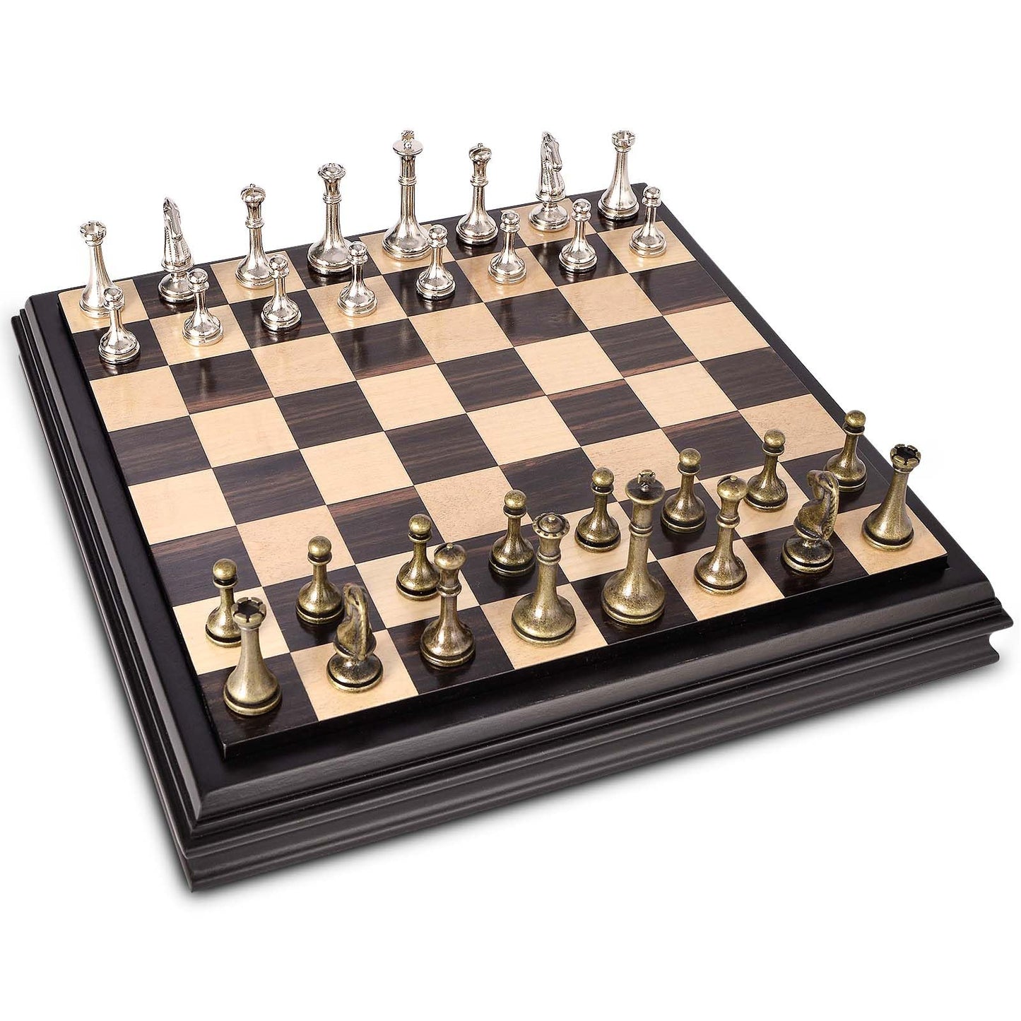 AMEROUS 12.5 inches Wooden Chess Set with Metal Chess Pieces,Classic Board Game w/ 2.5'' King/Storage for Chessmen/Instructions, Chess Sets for Adults, Kids, Beginner