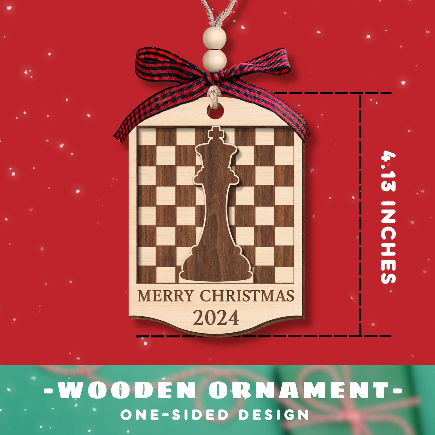 Pawzity Chess Ornaments for Christmas Tree - Chess Gifts for Men - Wood Ornament