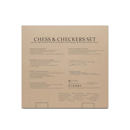 A&A 15 inch Walnut Wooden Chess Sets with Storage Drawer, Triple Weighted Chess Pieces,3.0 inch King Height,Walnut Box,Walnut & Maple Inlay, 2 Extra Queen,Classic 2 in 1 Chess and Checkers Board Games