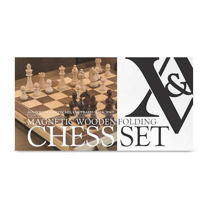 A&A 15" Magnetic Wooden Chess Set, Handmade 3" King Height Knight Staunton Chess Pieces with 2 Extra Queen, Folding Portable Travel Game Set