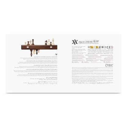 A&A 15" Magnetic Wooden Chess Set, Handmade 3" King Height Knight Staunton Chess Pieces with 2 Extra Queen, Folding Portable Travel Game Set