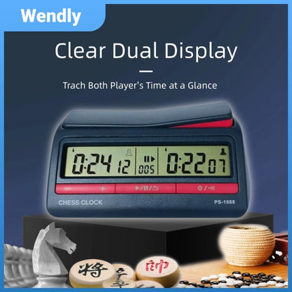 Digital Chess Timer Clock – Tournament‑Grade, 42 Modes, Silent Buttons, Dual‑Side, for US‑Chess/Fide, Go, Xiangqi, Backgammon. Same as pursun PS‑1688.