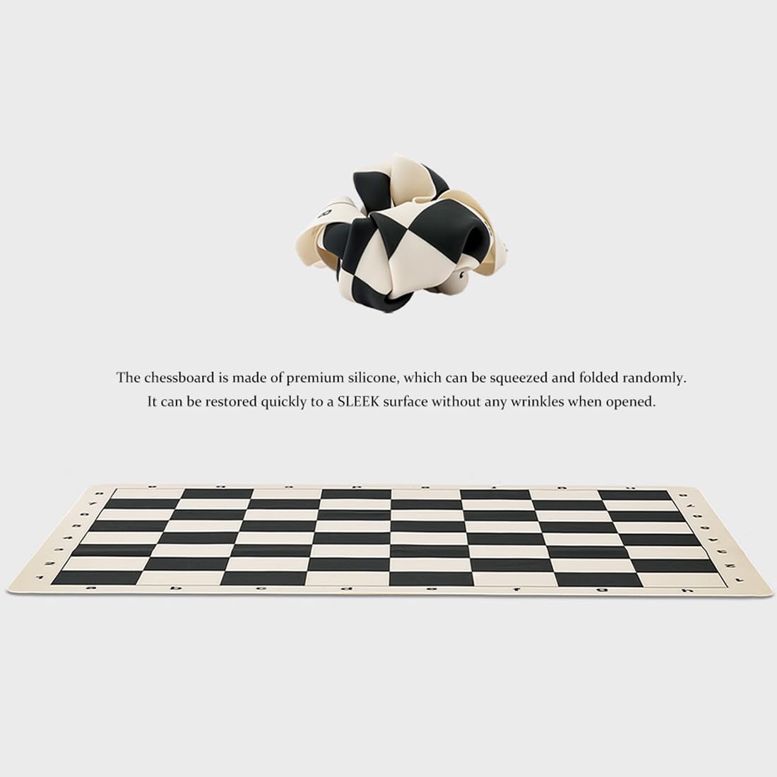 A&A Tournament Chess Set/ 20''x20'' Foldable Silicone Chess Board / 3.75'' King Height Plastic Quadruple Weighted Classic Staunton Pieces/Storage Bag for 6 Years Old - 2 Players