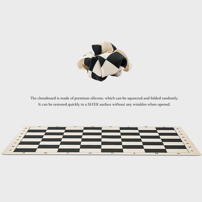 A&A Tournament Chess Set/ 20''x20'' Foldable Silicone Chess Board / 3.75'' King Height Plastic Quadruple Weighted Classic Staunton Pieces/Storage Bag for 6 Years Old - 2 Players