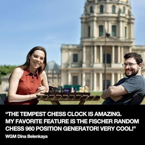 Tempest Deluxe Chess Clock (App & Dock Hybrid) – Solid Walnut & Genuine Leather | Transform Your Phone into a Premium, Customizable Game Timer | iOS & Android App + Deluxe Dock