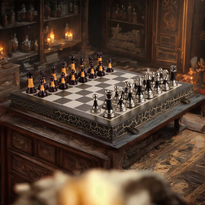 BIVOMON Chess Set 16" Wooden Foldable Black White Chess Board 3.5" Luxury Weighted Acrylic Chess Pieces with Storage Slots for Adults Children Gift Large