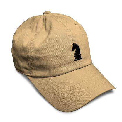 Soft Baseball Cap Chess Piece Horse Embroidery Chess Sport Twill Cotton Board Game Dad Hats for Men & Women Khaki Design Only