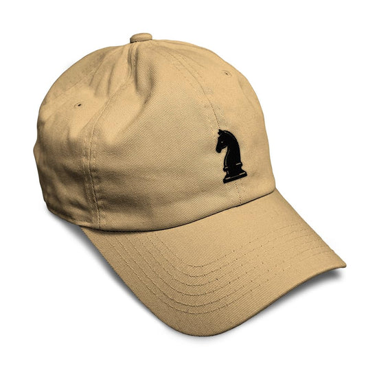 Soft Baseball Cap Chess Piece Horse Embroidery Chess Sport Twill Cotton Board Game Dad Hats for Men & Women Khaki Design Only