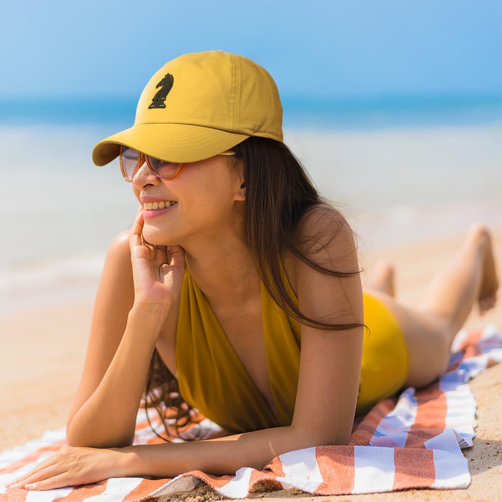 Soft Baseball Cap Chess Piece Horse Embroidery Chess Sport Twill Cotton Board Game Dad Hats for Men & Women Khaki Design Only