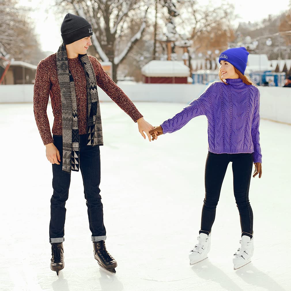 Beanies for Men Chess Set White Embroidery Chess Winter Hats for Women Acrylic Skull Cap 1 Size Black Design Only