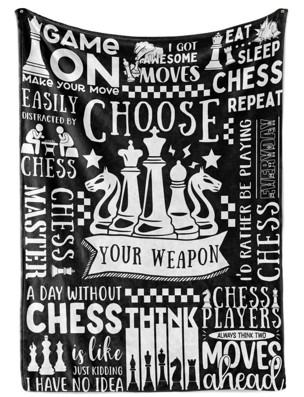 HugLanket Chess Blanket, Flannel 50 x 65', Chess Gift for Geburt, Thanksgiving & Christmas