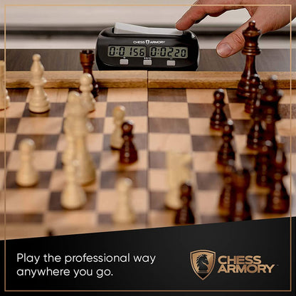 Chess Armory Digital Chess Clock - Portable Timer with Tournament and Bonus Time Features