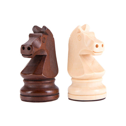 AMEROUS Wooden Chess Pieces - 3.75inch King, Extra Heavy Weighted Tournament Chessmen with 2 Extra Queens - Storage Bag for Chess Board Game or Replacement of Missing Pieces