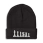Beanies for Men Chess Set White Embroidery Chess Winter Hats for Women Acrylic Skull Cap 1 Size Black Design Only