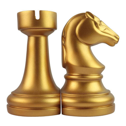 Chess Bookends, Office Decorative Bookends for Shelves, Heavy Bookends Book Stoppers Book Holders for Desk Decoration, 7x7x4 inches, Black,1Pair/2Piece