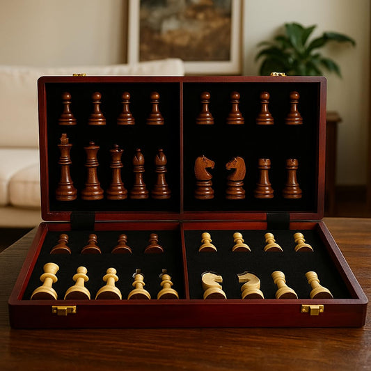 20" Extra Large Solid Walnut Wooden Chess Set with 2 Extra Queen Pieces - King Height 4.25''