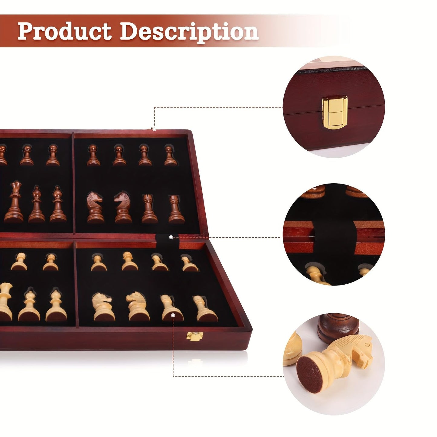 20" Extra Large Solid Walnut Wooden Chess Set with 2 Extra Queen Pieces - King Height 4.25''