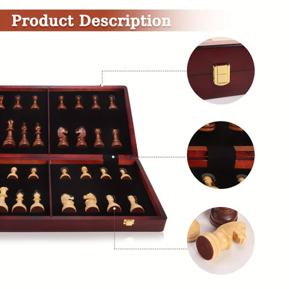 20" Extra Large Solid Walnut Wooden Chess Set with 2 Extra Queen Pieces - King Height 4.25''