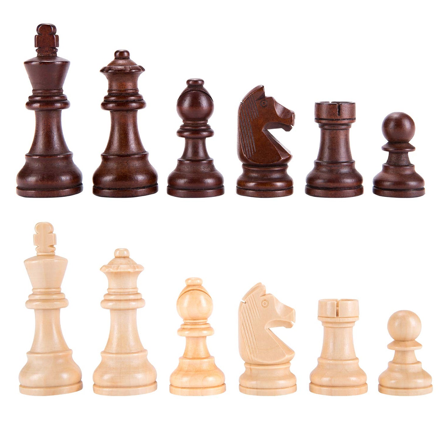 AMEROUS Wooden Chess Pieces - 3.75inch King, Extra Heavy Weighted Tournament Chessmen with 2 Extra Queens - Storage Bag for Chess Board Game or Replacement of Missing Pieces