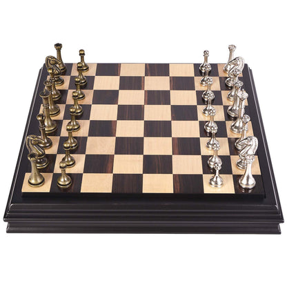 AMEROUS 12.5 inches Wooden Chess Set with Metal Chess Pieces，Classic Board Game w/ 2.5'' King/Storage for Chessmen/Instructions, Chess Sets for Adults, Kids, Beginner