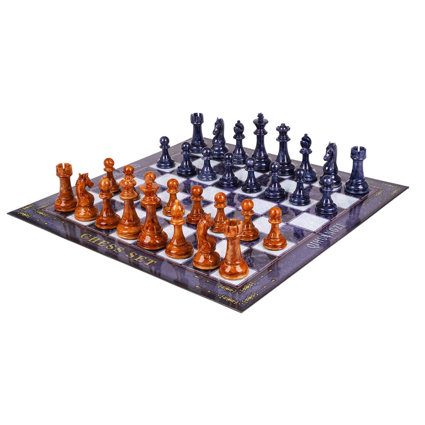 18.5" Large Chess Set for Adults with Zinc Alloy Heavy Chess Pieces Portable Folding Chess Board Travel Chess Set Board Game Gift – Staunton Chess Pieces