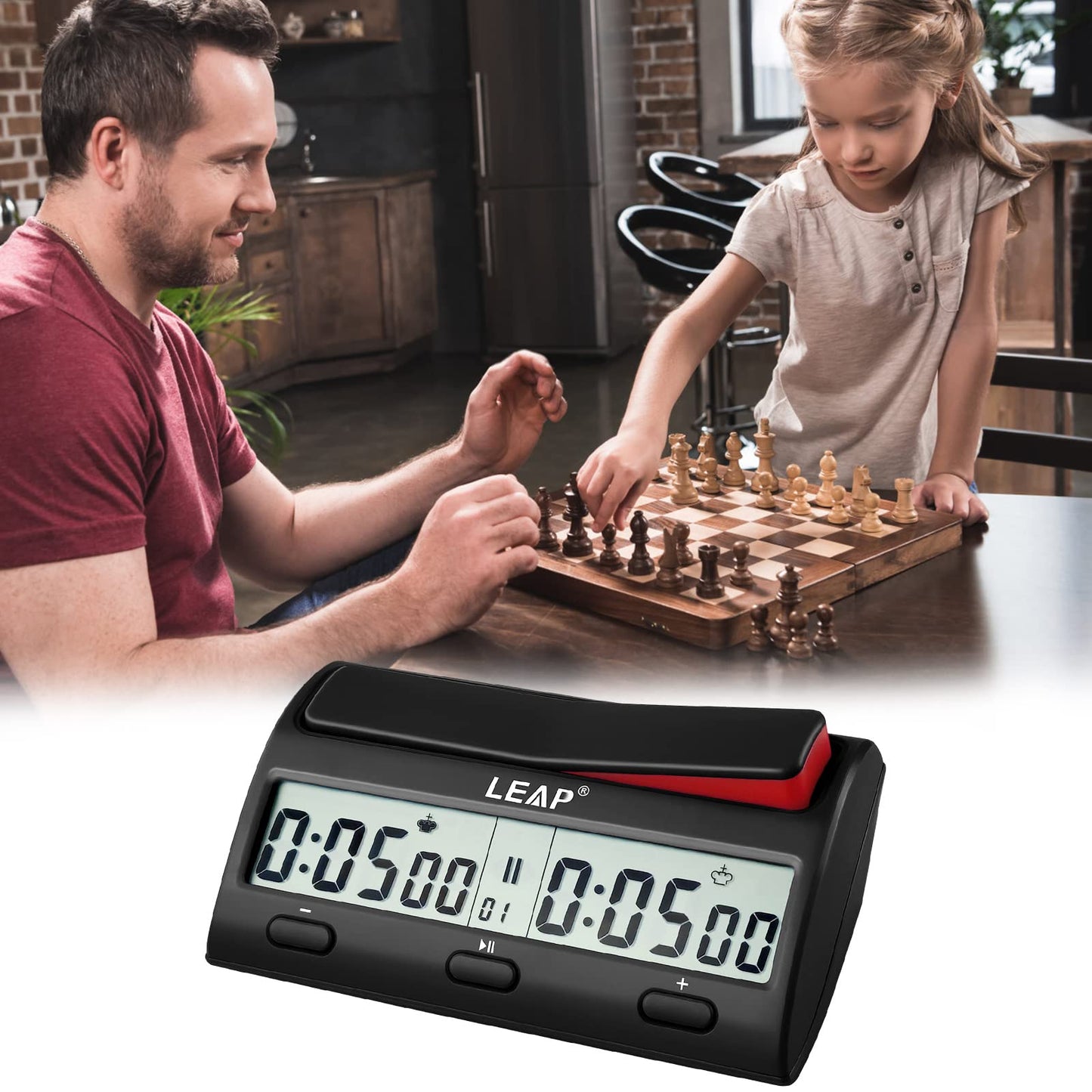 LEAP Chess Clock Advanced Digital Chess Timer with 7 Type 38 Timing Set Modes Including Single or Multi Period Countdown Restricted Moves or Time Function