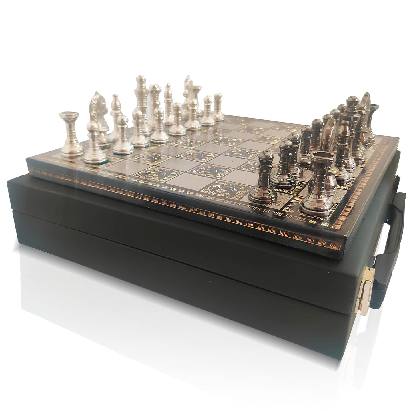 Blessings Decor Collectible Premium Metal Brass Chess Board Game Set Brass Chess Pieces Men with Free Complimentary Box