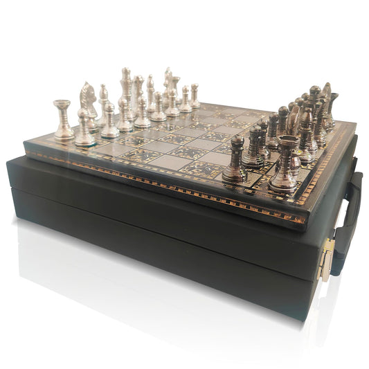 Blessings Decor Collectible Premium Metal Brass Chess Board Game Set Brass Chess Pieces Men with Free Complimentary Box