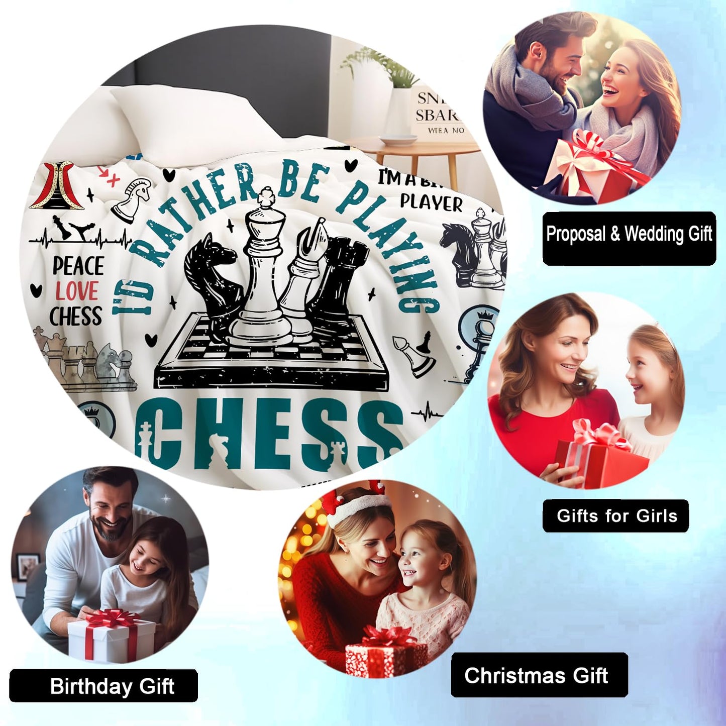 Chess Blanket Best Gifts for Chess Lovers Men Teen,Funny Plush Throw Blanket Stuff Lightweight Flannel Gift Blankets for Girls Women Kids Adults 50"X40"