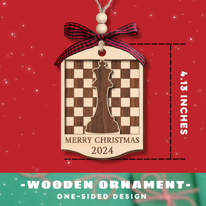 Pawzity Chess Ornaments for Christmas Tree - Chess Gifts for Men - Wood Ornament