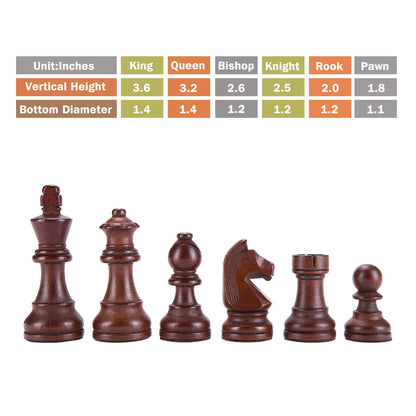 AMEROUS Wooden Chess Pieces - 3.75inch King, Extra Heavy Weighted Tournament Chessmen with 2 Extra Queens - Storage Bag for Chess Board Game or Replacement of Missing Pieces