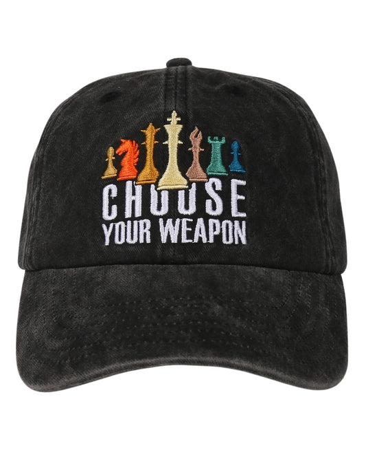 InnoBeta Chess Gifts Cap for Men - Adjustable Vintage Washed Cotton Embroidered Hat - Gift for Chess Lovers, Players, Teen Boys, Birthday - Black