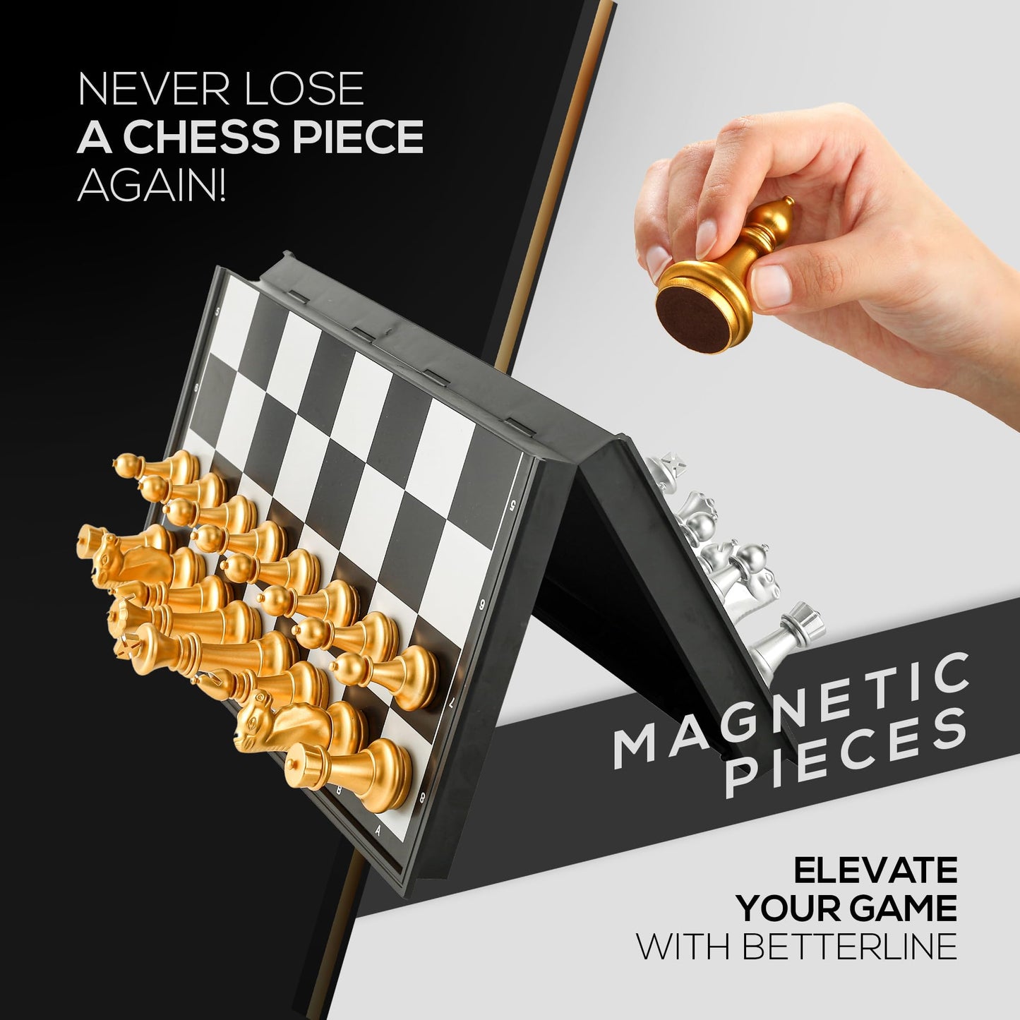 Magnetic Chess Game & Digital Clock Timer Set - Professional and Portable, 14" x 14" Travel Chess, Board Games