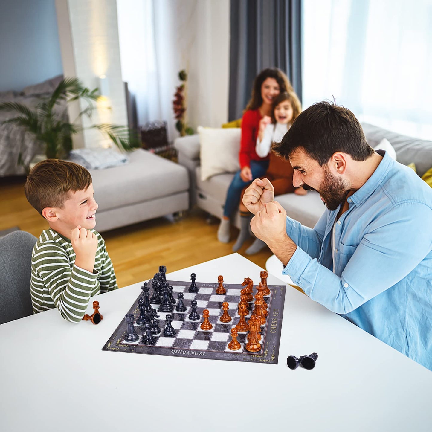 18.5" Large Chess Set for Adults with Zinc Alloy Heavy Chess Pieces Portable Folding Chess Board Travel Chess Set Board Game Gift – Staunton Chess Pieces