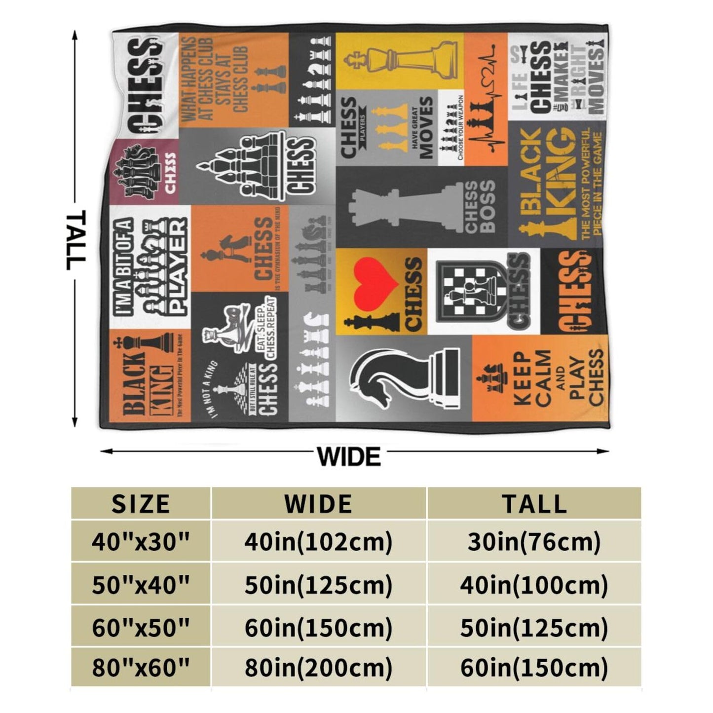 Chess Blanket Soft Cozy Throw Blanket Gifts for Chess Lovers Super Plush Warm Men Women Stuff Lightweight Fleece Flannel Gift Blankets for Kids Adults 50"X40"