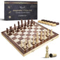 Wooden Magnetic Chess Set | 15 Inch Foldable Chess Board - 2 Extra Queens - Magnetic Chess Game with Storage | Chess Sets for Adults | Handmade Portable Travel Chess Set for Kids & Beginners