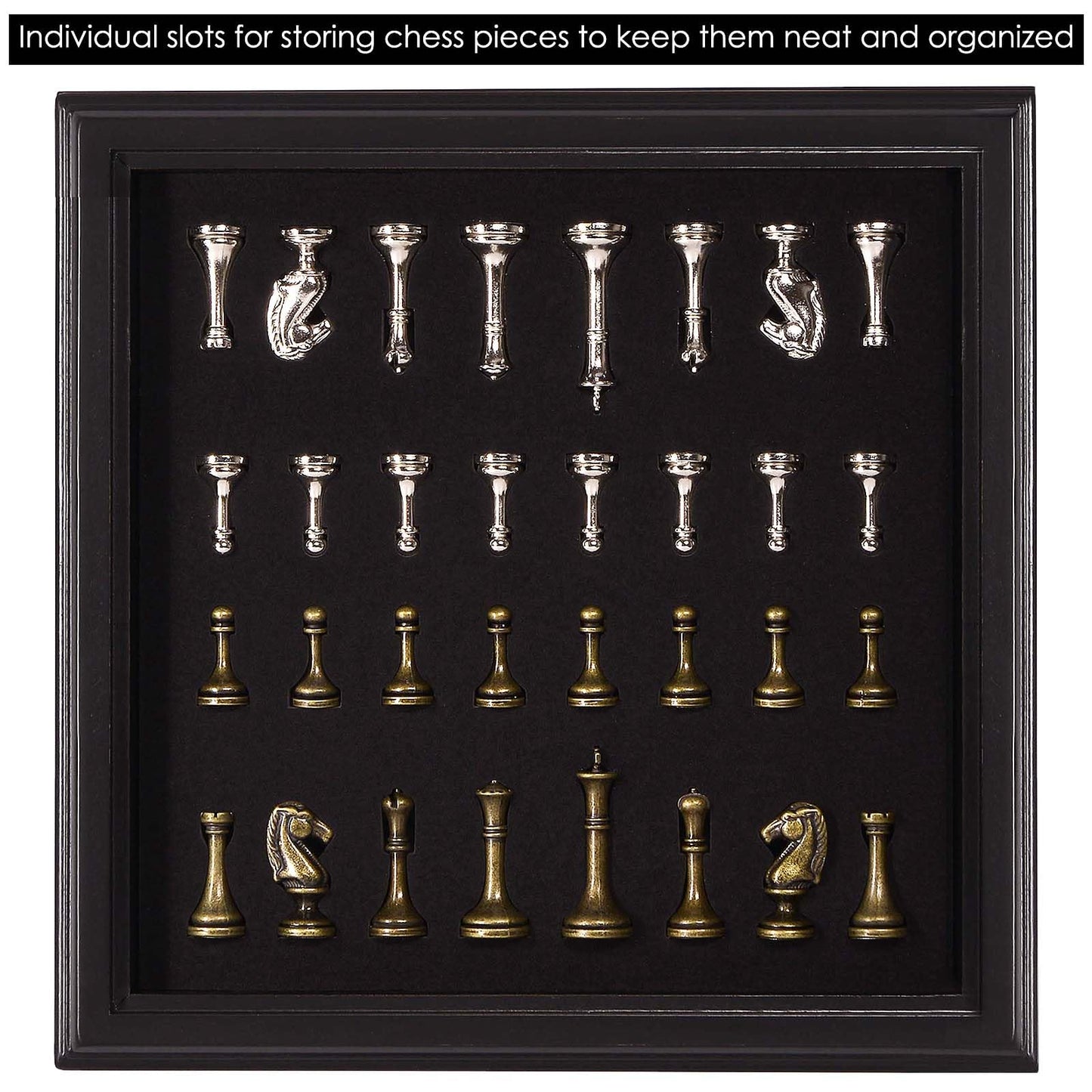 AMEROUS 12.5 inches Wooden Chess Set with Metal Chess Pieces，Classic Board Game w/ 2.5'' King/Storage for Chessmen/Instructions, Chess Sets for Adults, Kids, Beginner