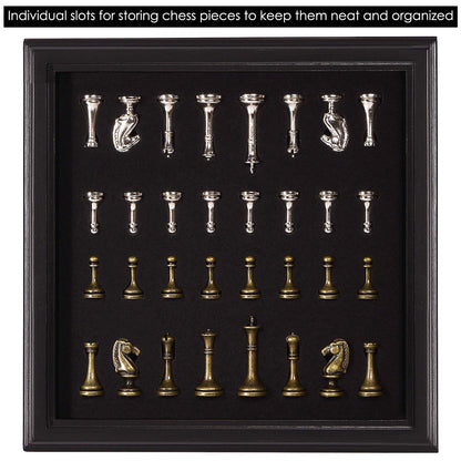 AMEROUS 12.5 inches Wooden Chess Set with Metal Chess Pieces，Classic Board Game w/ 2.5'' King/Storage for Chessmen/Instructions, Chess Sets for Adults, Kids, Beginner