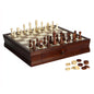 Hathaway Prodigy 19-in Wooden Chess and Checkers Set – Hardwood Board with Hand-Carved Pieces, Built-in Storage Drawers - Complete Wooden Chess Set - Walnut and Maple Finish