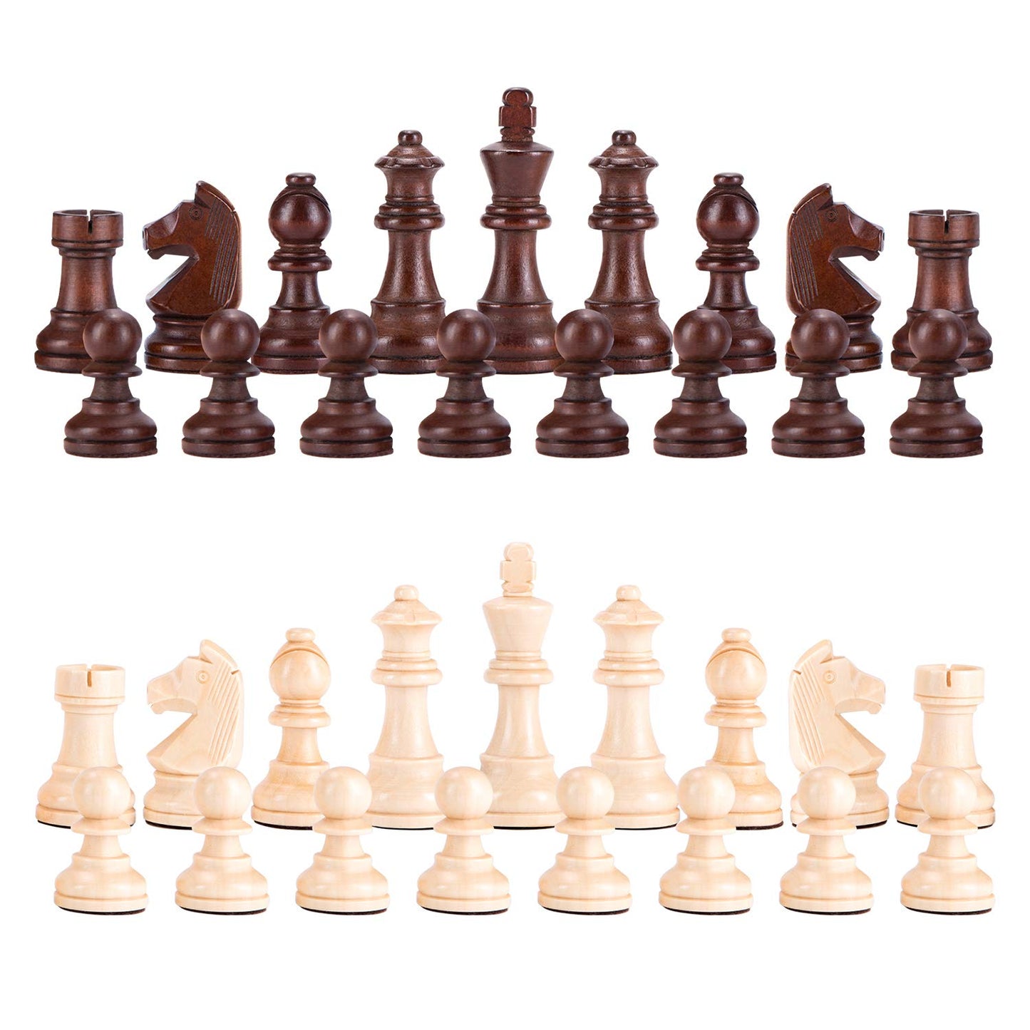 AMEROUS Wooden Chess Pieces - 3.75inch King, Extra Heavy Weighted Tournament Chessmen with 2 Extra Queens - Storage Bag for Chess Board Game or Replacement of Missing Pieces