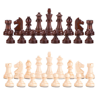 AMEROUS Wooden Chess Pieces - 3.75inch King, Extra Heavy Weighted Tournament Chessmen with 2 Extra Queens - Storage Bag for Chess Board Game or Replacement of Missing Pieces