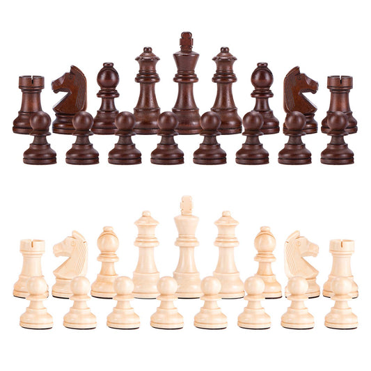 AMEROUS Wooden Chess Pieces - 3.75inch King, Extra Heavy Weighted Tournament Chessmen with 2 Extra Queens - Storage Bag for Chess Board Game or Replacement of Missing Pieces