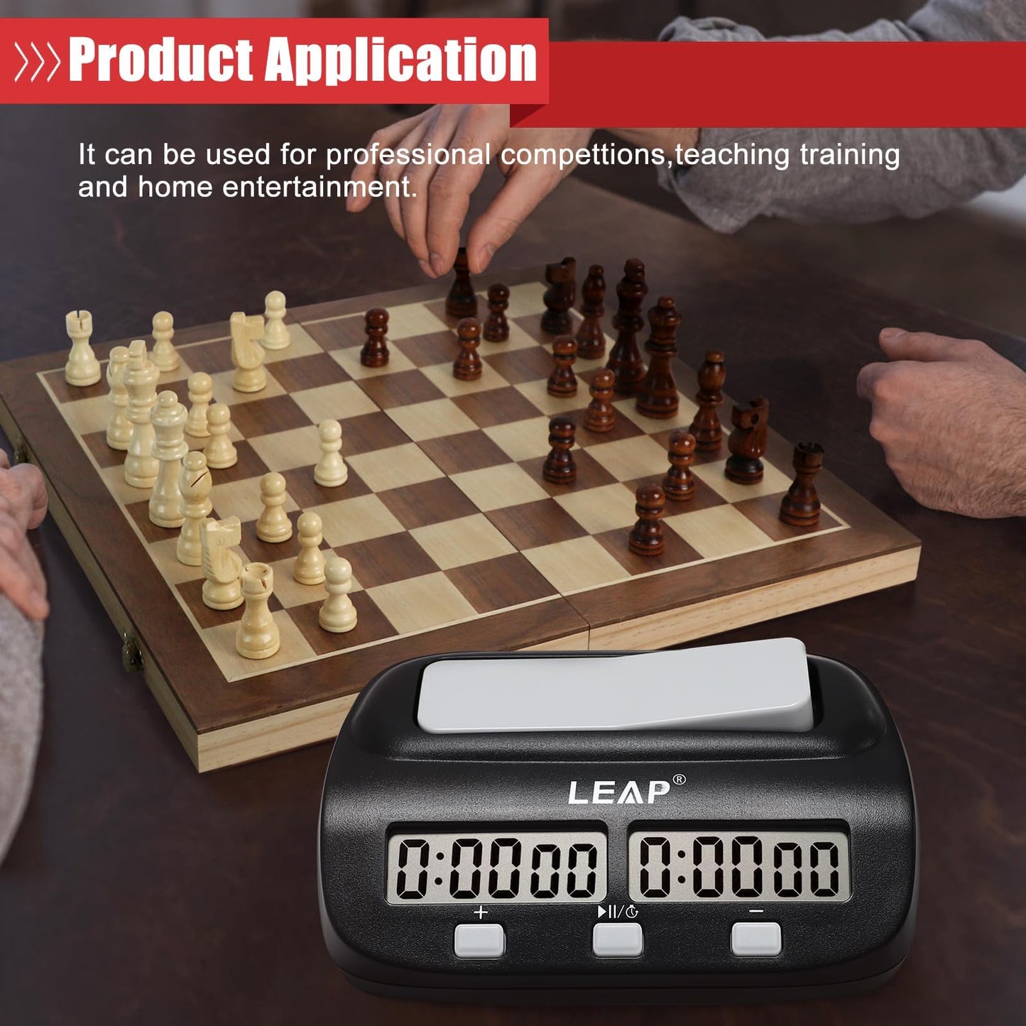 LEAP Chess Clock Digital Chess Timer Professional for Board Games Players Count Up/Down Timer with Alarm Function Black (Official Store)