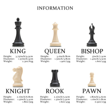 A&A Tournament Chess Set/ 20''x20'' Foldable Silicone Chess Board / 3.75'' King Height Plastic Quadruple Weighted Classic Staunton Pieces/Storage Bag for 6 Years Old - 2 Players