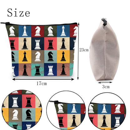 POFULL Chess Gift Funny Gift For Chess Players Chess Master Gift Chess Pieces Board Game Lover Cosmetic Bag (chess bag)
