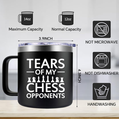 Fufendio Chess Gifts for Men, Players, Lovers - Tears of My Chess Opponents Mug 14oz - Birthday, Christmas Gifts for Him
