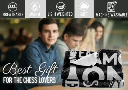 HugLanket Chess Blanket, Flannel 50 x 65', Chess Gift for Geburt, Thanksgiving & Christmas