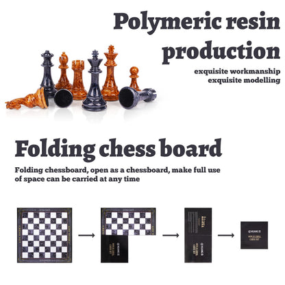 18.5" Large Chess Set for Adults with Zinc Alloy Heavy Chess Pieces Portable Folding Chess Board Travel Chess Set Board Game Gift – Staunton Chess Pieces