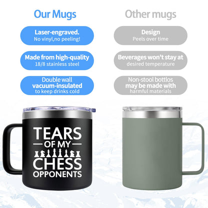 Fufendio Chess Gifts for Men, Players, Lovers - Tears of My Chess Opponents Mug 14oz - Birthday, Christmas Gifts for Him