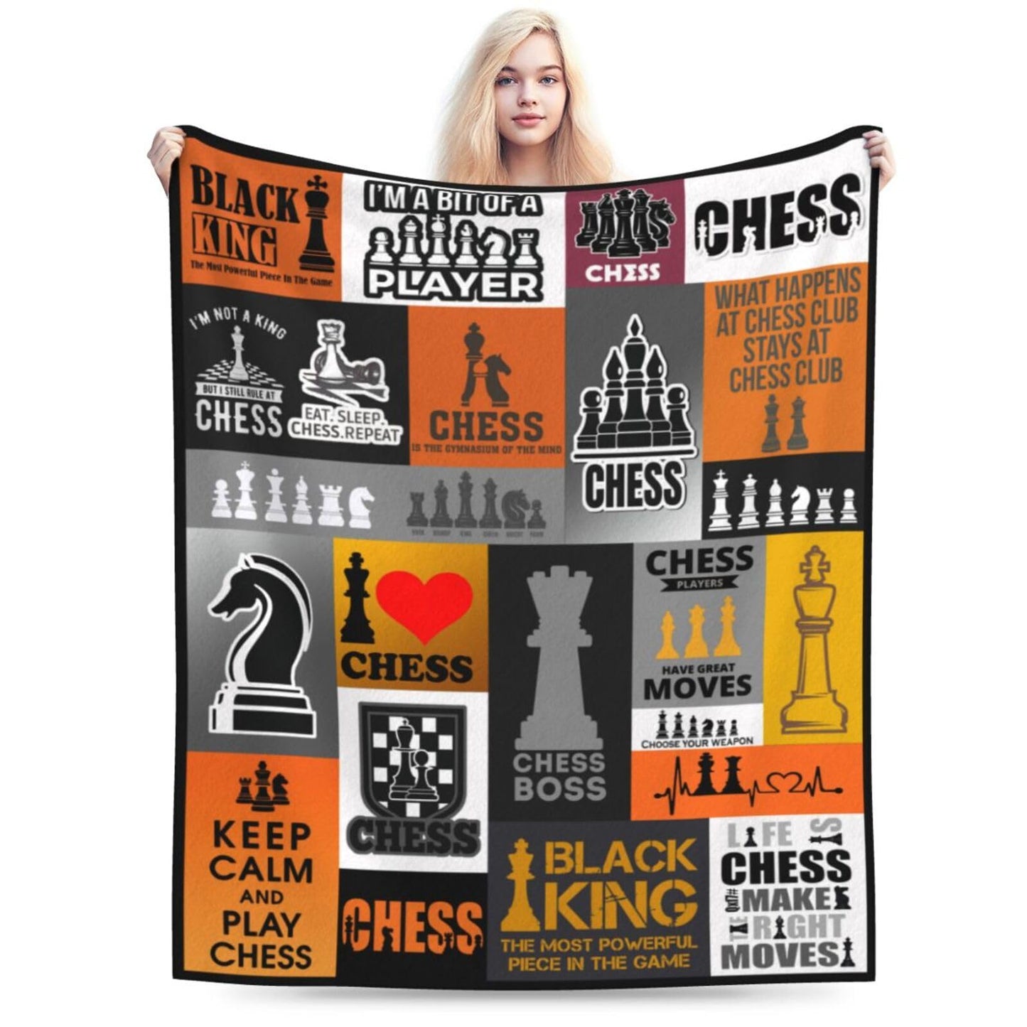 Chess Blanket Soft Cozy Throw Blanket Gifts for Chess Lovers Super Plush Warm Men Women Stuff Lightweight Fleece Flannel Gift Blankets for Kids Adults 50"X40"